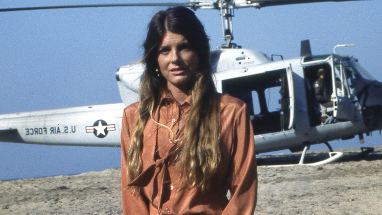 Katharine Ross on the set of The Swarm