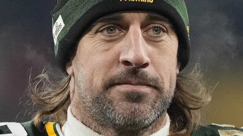 Aaron Rodgers looking into the distance