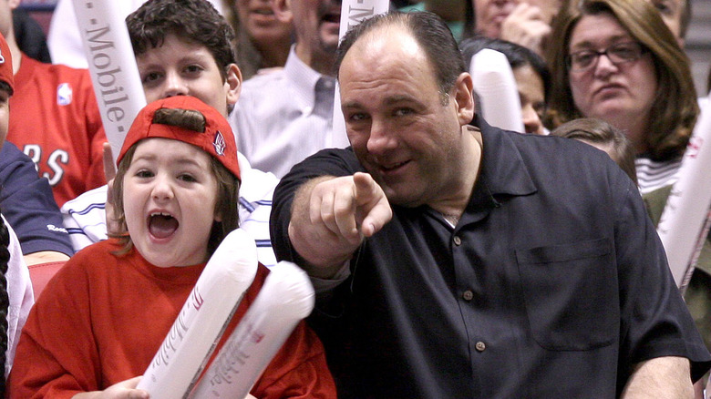 James and Michael Gandolfini in crowd