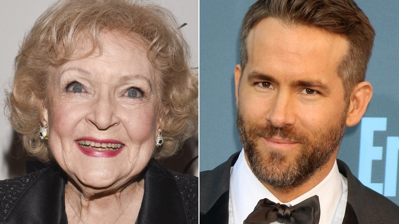 betty white and ryan reynolds smiling