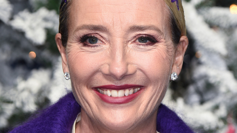 Emma Thompson smiles during a film premiere