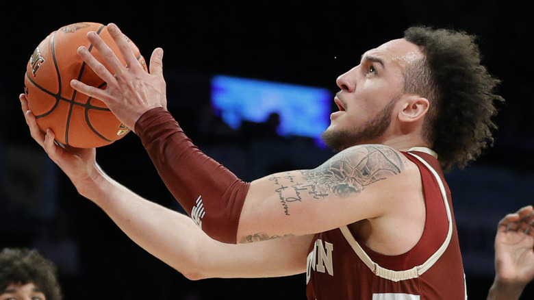 Boston College basketball player on the court