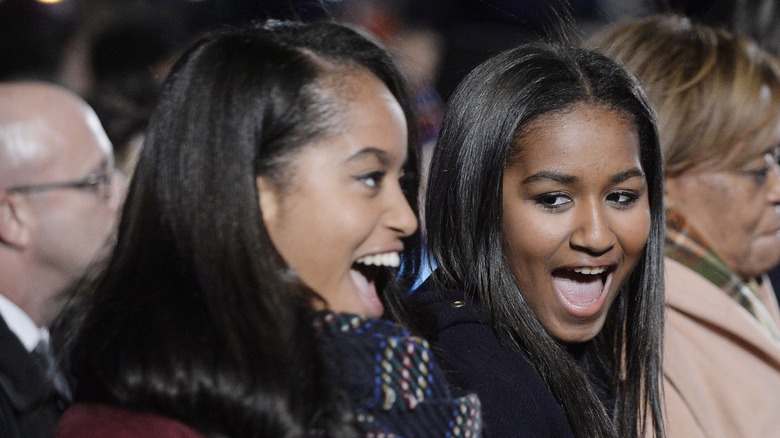 Malia and Sasha Obama smiling