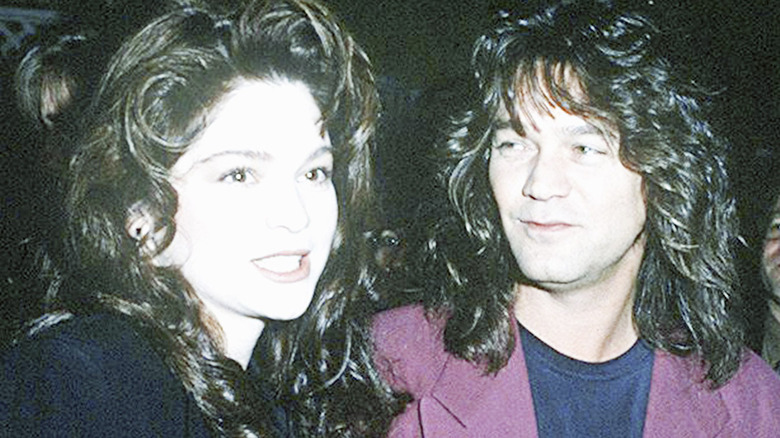 Valerire Bertinelli and Eddie Van Halen posing