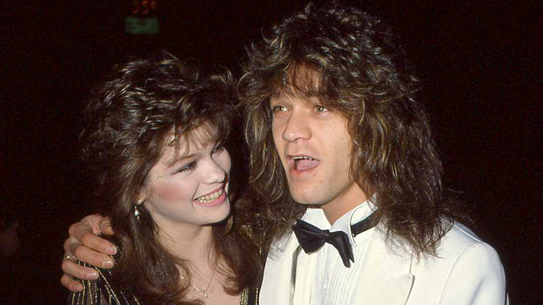 Valerie Bertinelli posing with Eddie Van Halen