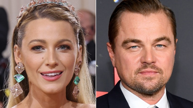 Blake Lively, left, Leonardo DiCaprio, right