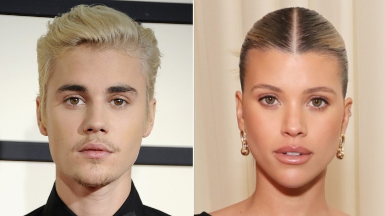 Justin Bieber, left, and Sofia Richie, right