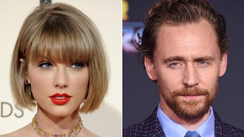 Taylor Swift, left, and Tom Hiddleston, right