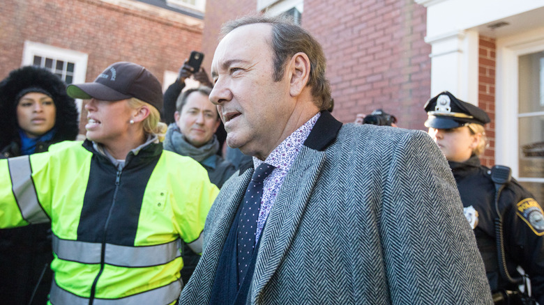 Kevin Spacey outside of a courthouse in 2019.