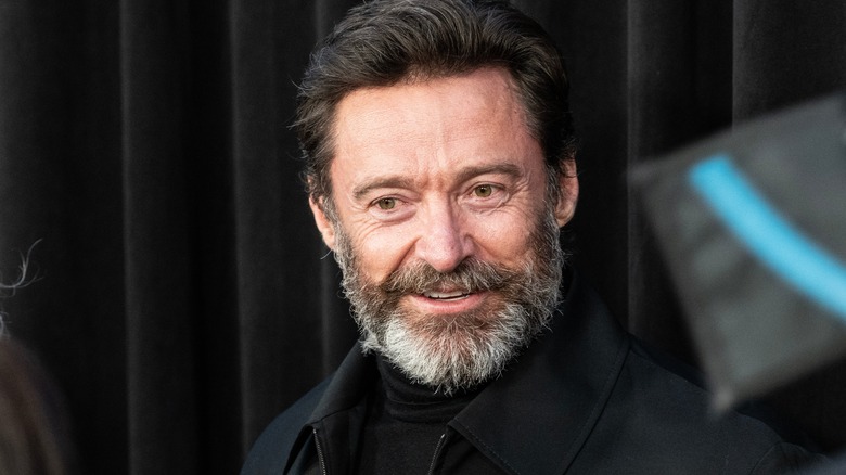 Hugh Jackman smiles in close-up