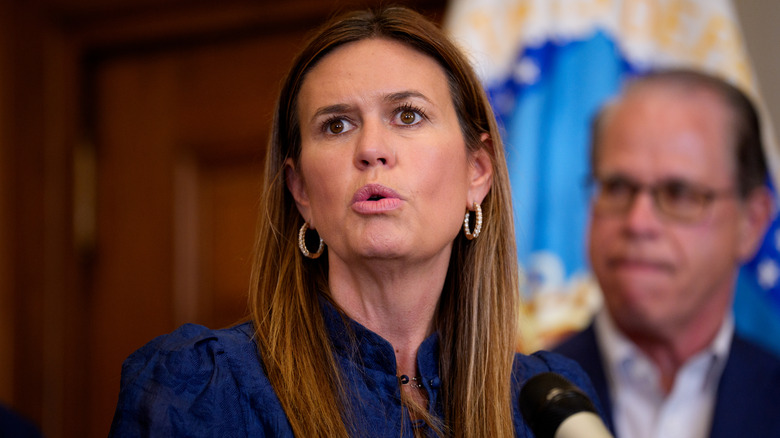 Sarah Huckabee Sanders speaking.