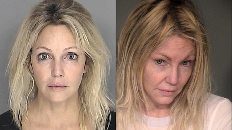 Split image of two mugshots of Heather Locklear side by side taken at different times
