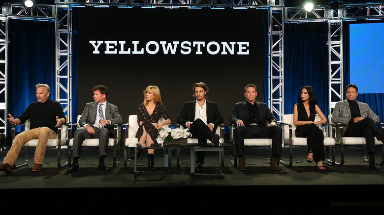 Taylor Sheridan and cast of Yellowstone at 2018 Winter Television Critics Association Press Tour