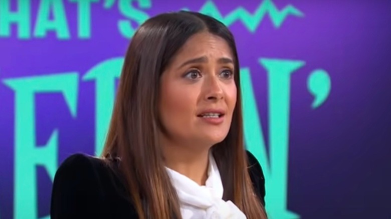Salma Hayek looking frightened