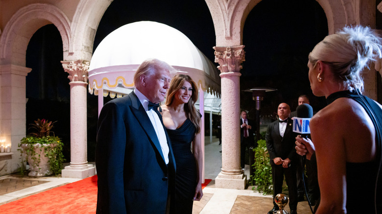 Donald Trump and Melania Trump arriving on New Year's Eve at Mar-A-Lago Club for New Year's Eve