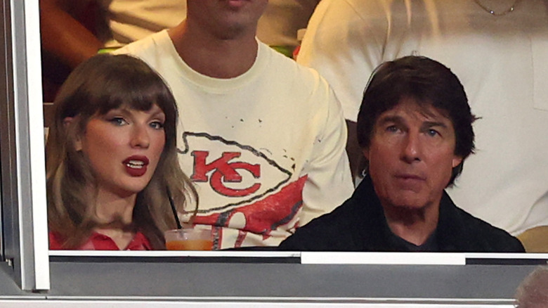 Taylor Swift seated beside Tom Cruise at a Chiefs game.