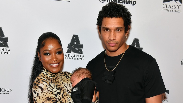 Keke Palmer with her baby, and boyfried, Darius Jackson