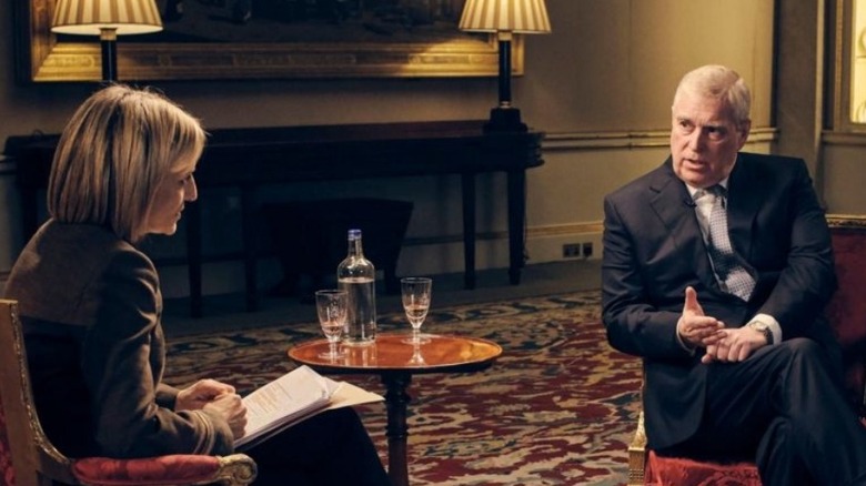 Emily Maitlis sits with Prince Andrew in the "Newsnight" interview