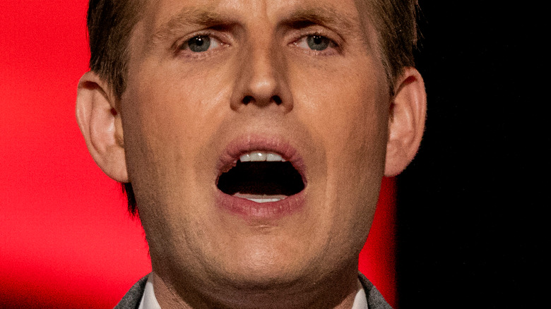 Eric Trump talking and frowning