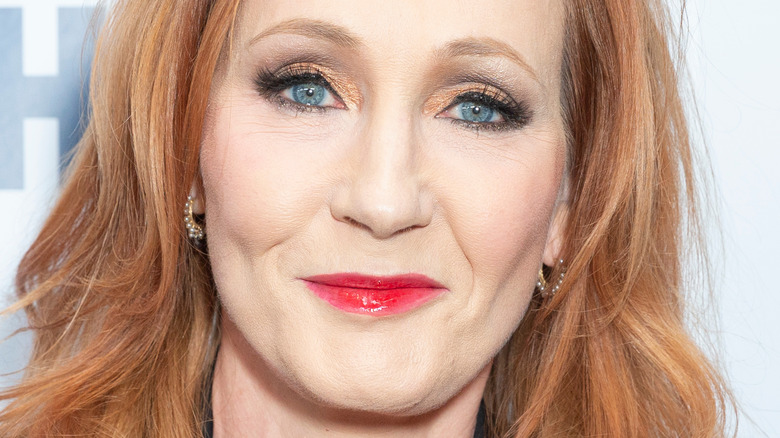 J.K. Rowling red lipstick