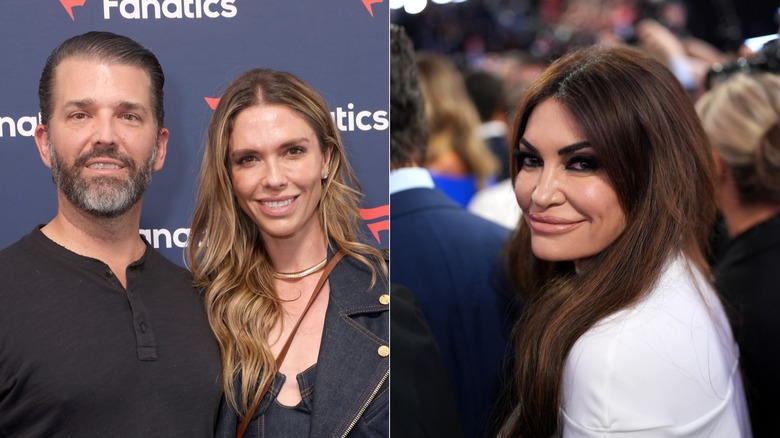 Donald Trump Jr and Bettina Anderson smiling; Kimberly Guilfoyle looking at camera