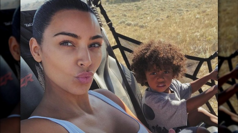 Kim Kardashian, Saint West in buggy