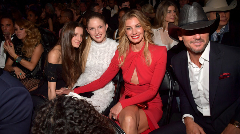 Faith Hill, Tim McGraw, Audrey McGraw, and Maggie McGraw at the Grammys