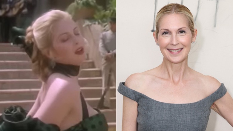 Kelly Rutherford in "The Adventures of Brisco County, Jr." and at NYFW in 2026.