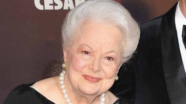Olivia de Havilland at the 36th French Cesar film awards ceremony