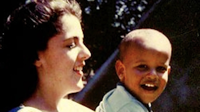 Young Barack Obama with his mother