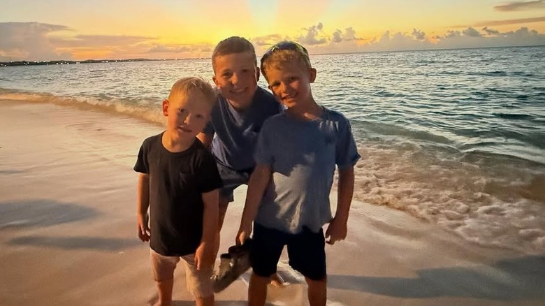 James, Calvin, and Oliver Fichera at the beach
