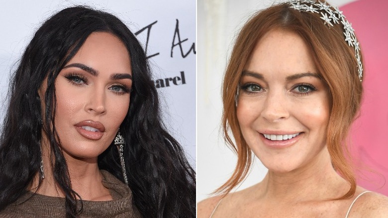 Megan Fox; Lindsay Lohan posing
