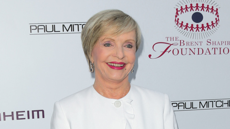 Florence Henderson posing on step-and-repeat