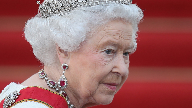 Queen Elizabeth II wearing a crown