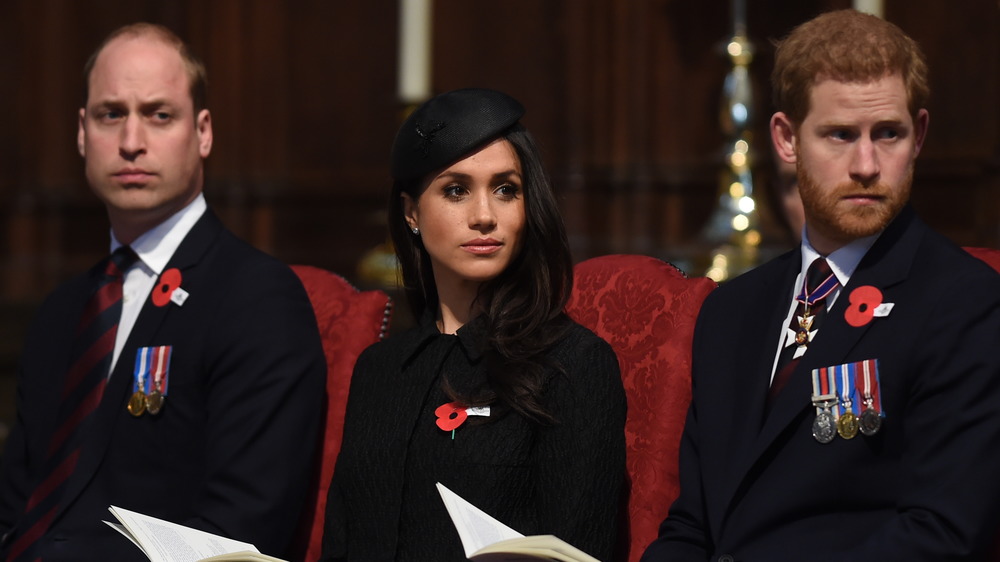 Prince William, Meghan Markle, and Prince Harry at a royal engagement