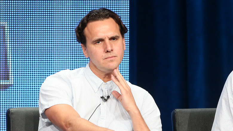 Rob Wade speaking onstage during The X Factor panel discussion