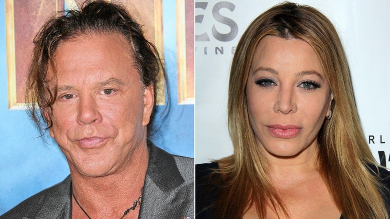 Mickey Rourke, Taylor Dayne, photos not smiling