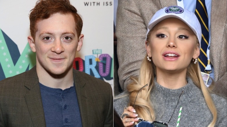 Ethan Slater posing, Ariana Grande in baseball cap