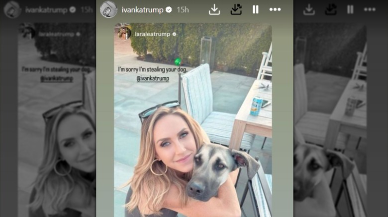 Lara Trump hugging a  dog