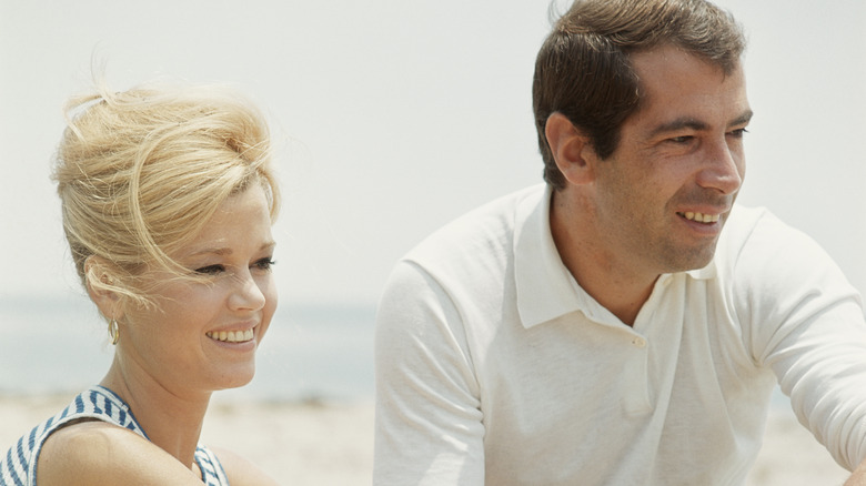 Jane Fonda and Roger Vadim smiling