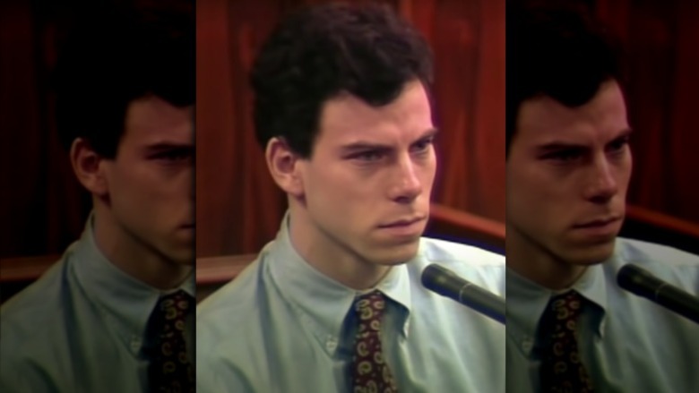 Erik Menendez testifying during trial