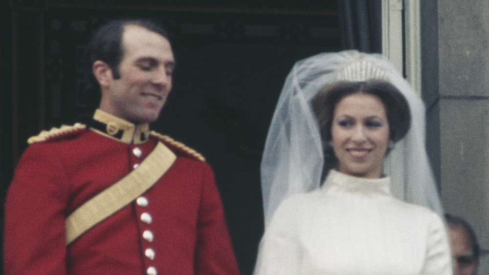 Mark Phillips and Princess Anne on their wedding day