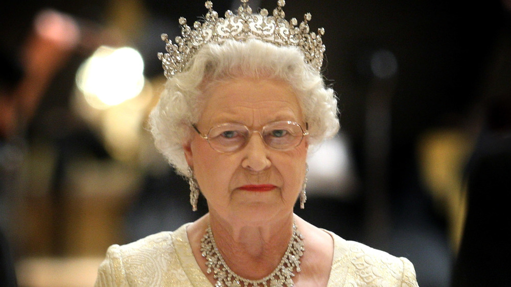 Queen Elizabeth II looking serious