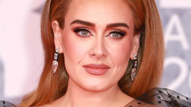 A closeup of Adele