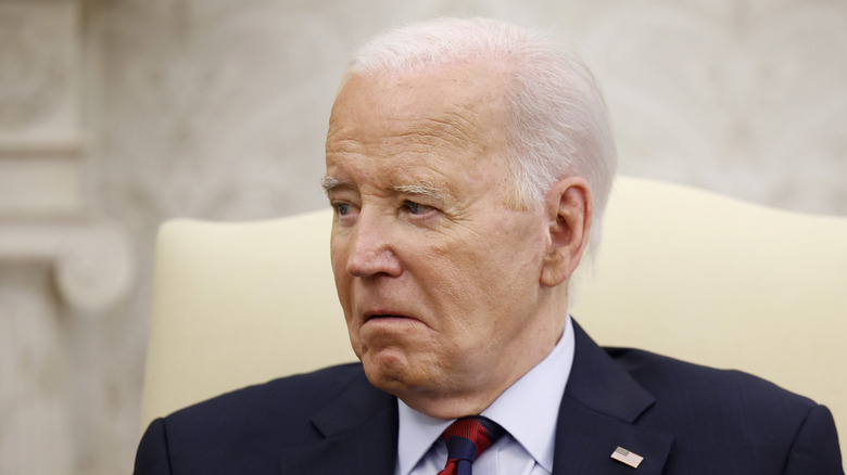 Joe Biden with downturned mouth