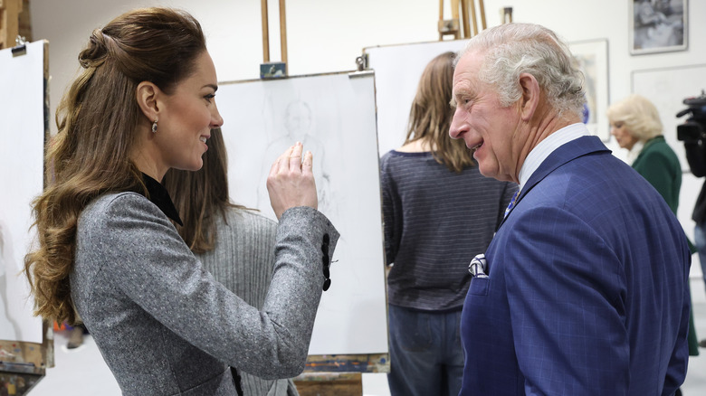 Kate Middleton and King Charles talking