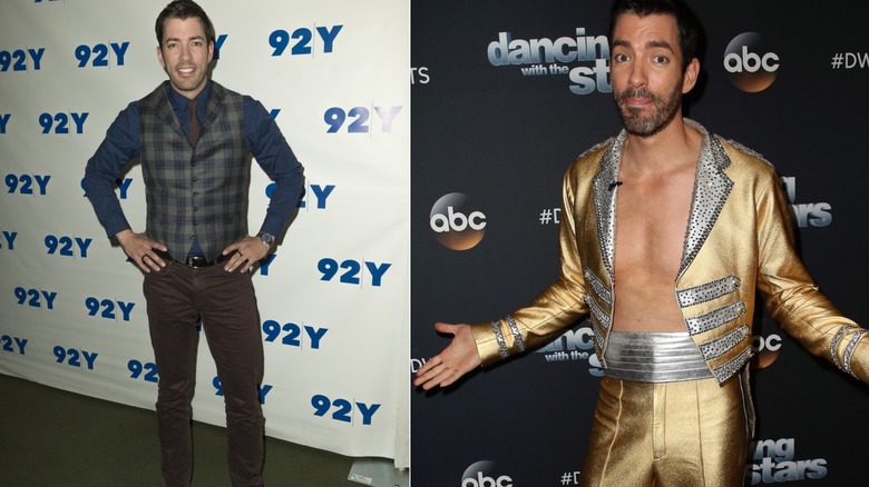 Drew Scott on the red carpet before and after Dancing with the Stars