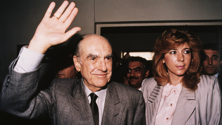 Andreas Papandreou waves with Dimitra Liani