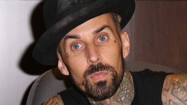 Travis Barker wearing a Fedora