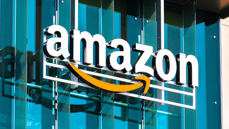 An Amazon sign on a building